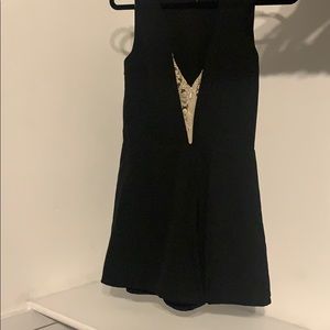 Black With Cream Lace Romper